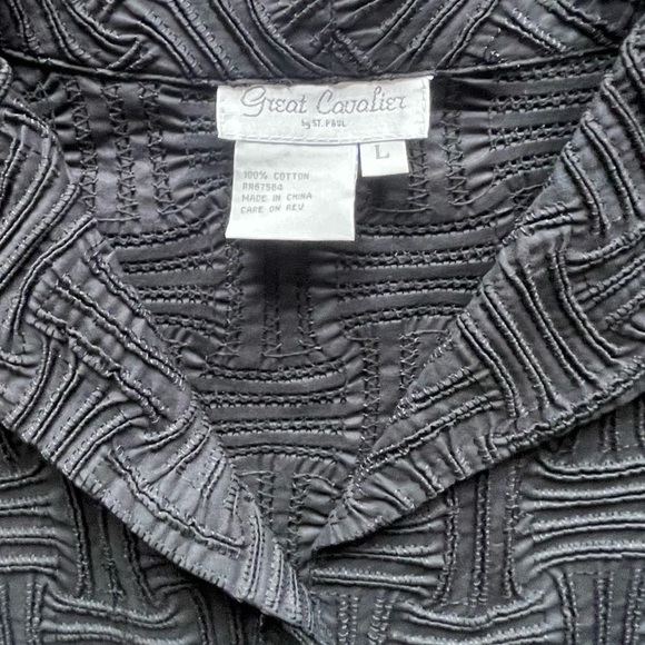 Great Cavalier By St Paul Black Textured Pattern Button Down Jacket Women’s L - Picture 6 of 10